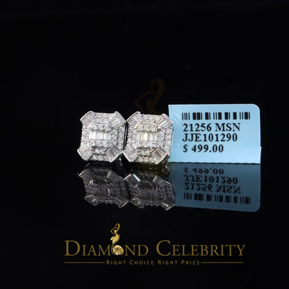 Diamondcelebritees 925 White Silver 1.25ct VVS 'D' Moissanite Rectangle Stud Earring Men's/Womens