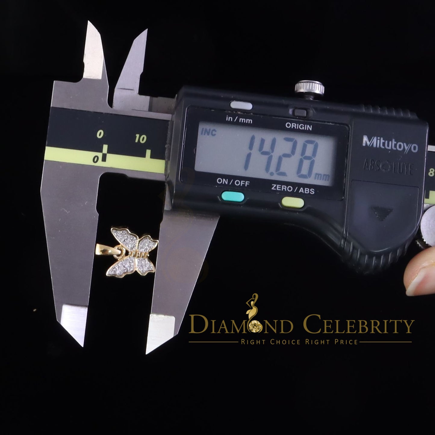 DiamondCelebritees  0.10CT Real Diamond 925 Sterling Silver with Butterfly Yellow Necklace Pendant