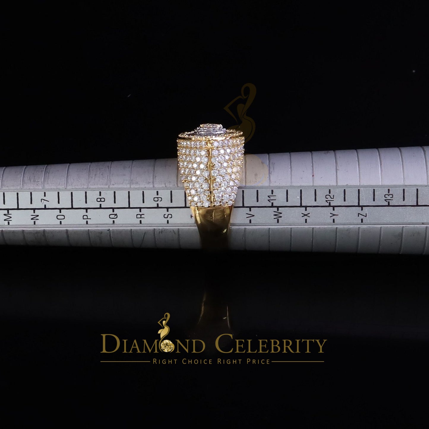 DiamondCelebritees 4.00ct VVS D 925 Silver Moissanite Baguette Men/Women Yellow Evil Eye Ring SZ10