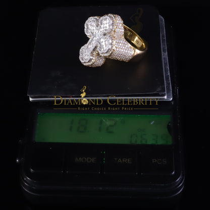 DiamondCelebritees New 925 Sterling Silver 6.00ct VVS D Moissanite Rings Size 10 Yellow Cross Men's