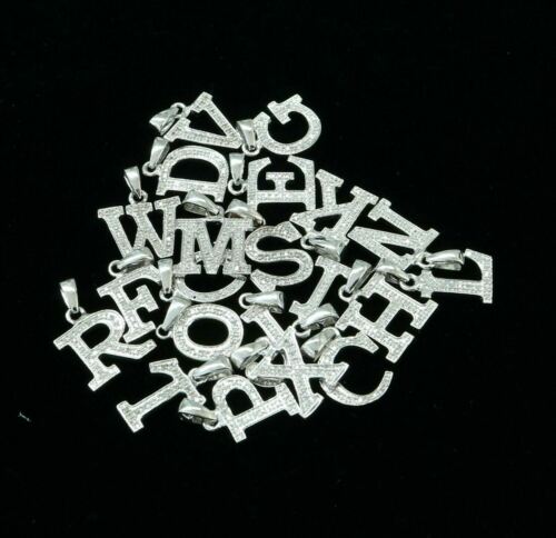 Attractive Sterling SilverAll Alphabet Letter White Pendant with Cubic Zirconia