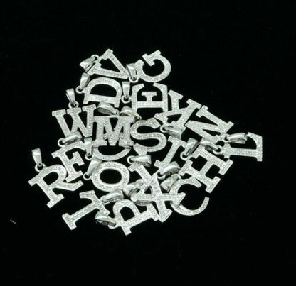 Attractive Sterling SilverAll Alphabet Letter White Pendant with Cubic Zirconia
