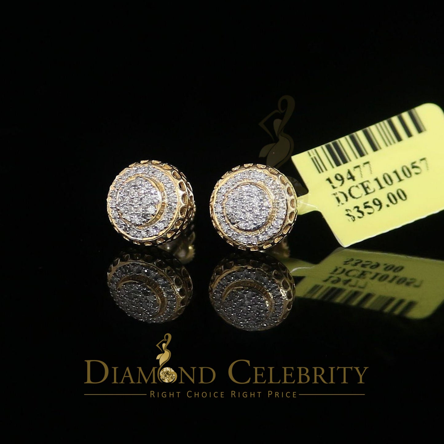 DiamondCelebritees 925 Sterling Silver 0.20ct Diamond For Women's/ Men's Yellow Stud Round Earrings