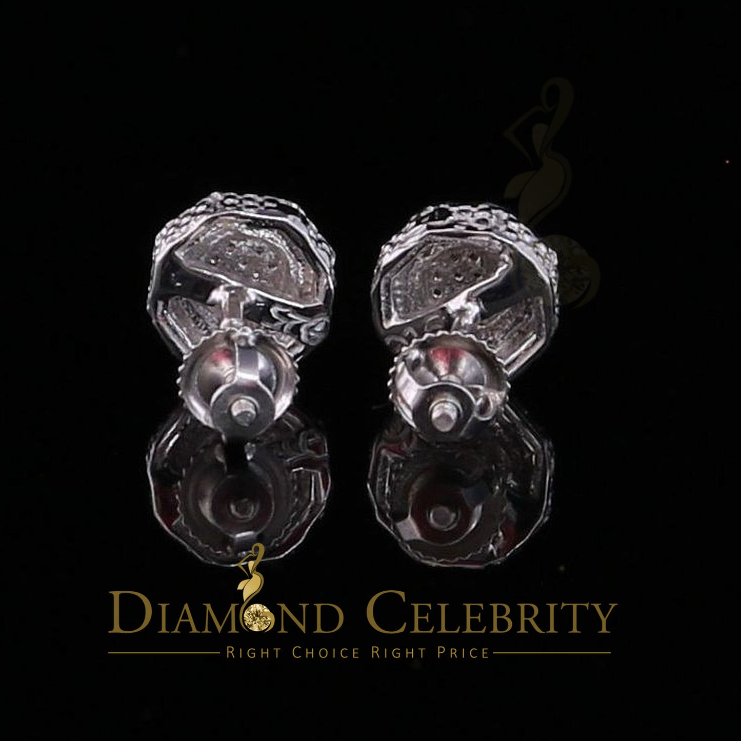 DiamondCelebritees 925 White Sterling Silver 0.10ct Diamond Hexagon Men's/Women's Stud Earrings