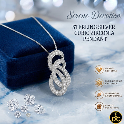 DiamondCelebritees 925 Sterling Silver 1inch Double Infinity Pendant Sparkling 0.28ct Cubic Zircon