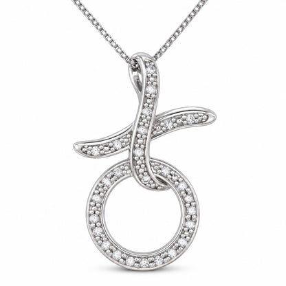 DiamondCelebritees 925 Sterling Silver White HUG & KISS Shape 1.00 inch 0.21ct CZ XO Pendant