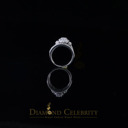 DiamondCelebritees 925 Women's White Silver 1.25ct CZ Round shape 2pcs Bridal /Engagement Ring SZ 7