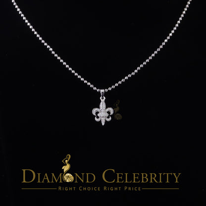 DiamondCelebritees 925 Sterling Silver Fleur de Lis Shape Pendant with 0.38ct Cubic Zirconia