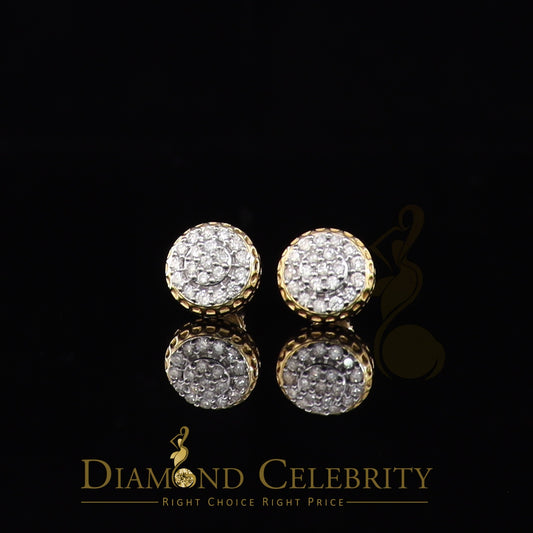 DiamondCelebritees 10K Real Yellow Gold with 0.33 CT Real Diamond Round Stud Earrings