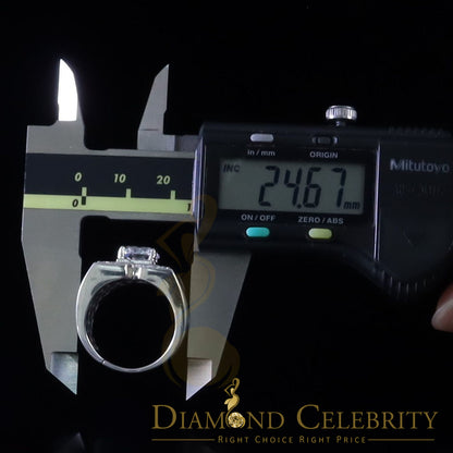 DiamondCelebritees 4.50ct Cubic Zirconia White 925 Silver Men's Adjustable Ring SZ From 9 to 11