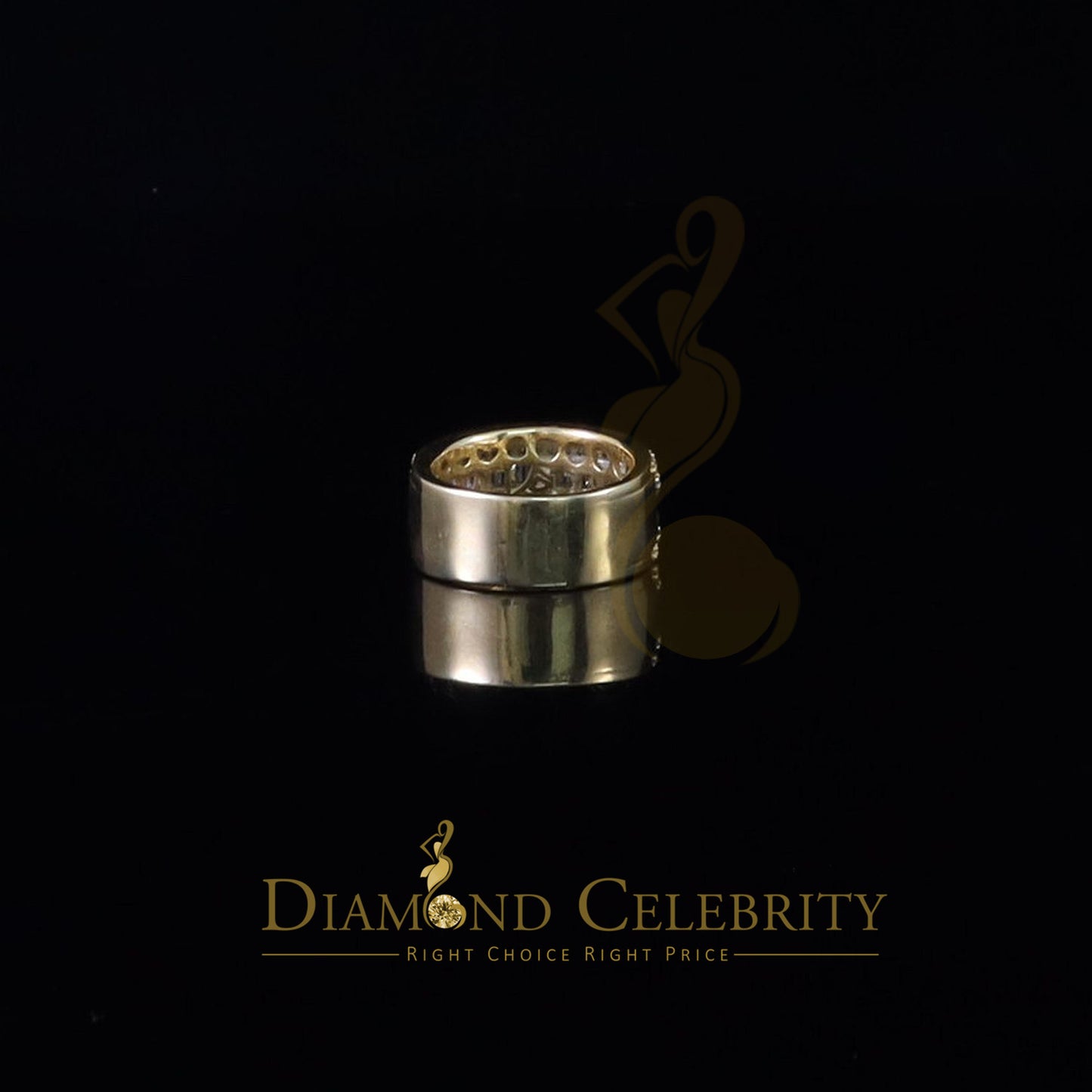 DiamondCelebritees Sterling Yellow Silver 4.50ct Cubic Zirconia ROUND Band Men's Ring Size 8.5