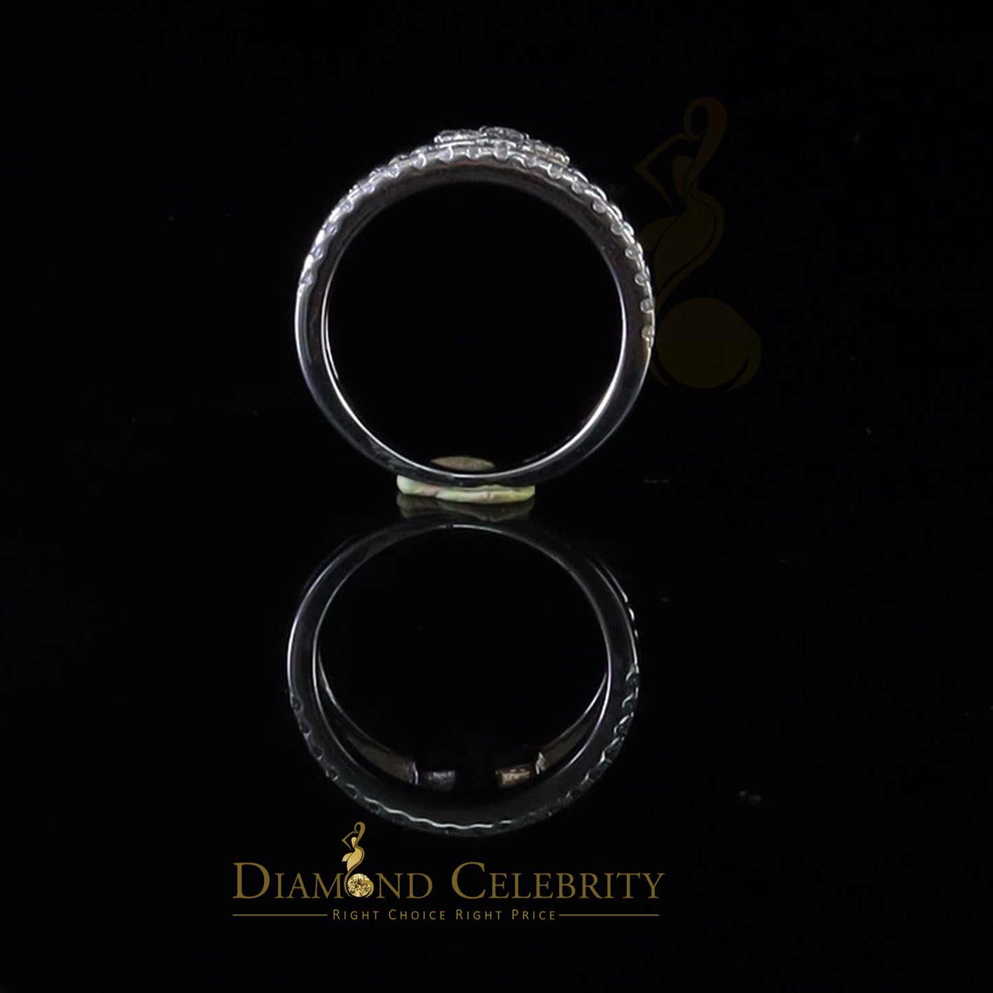 DiamondCelebritees 925 White Silver 0.40ct Cubic Zirconia Engagement Womens Cross Ring Size 7