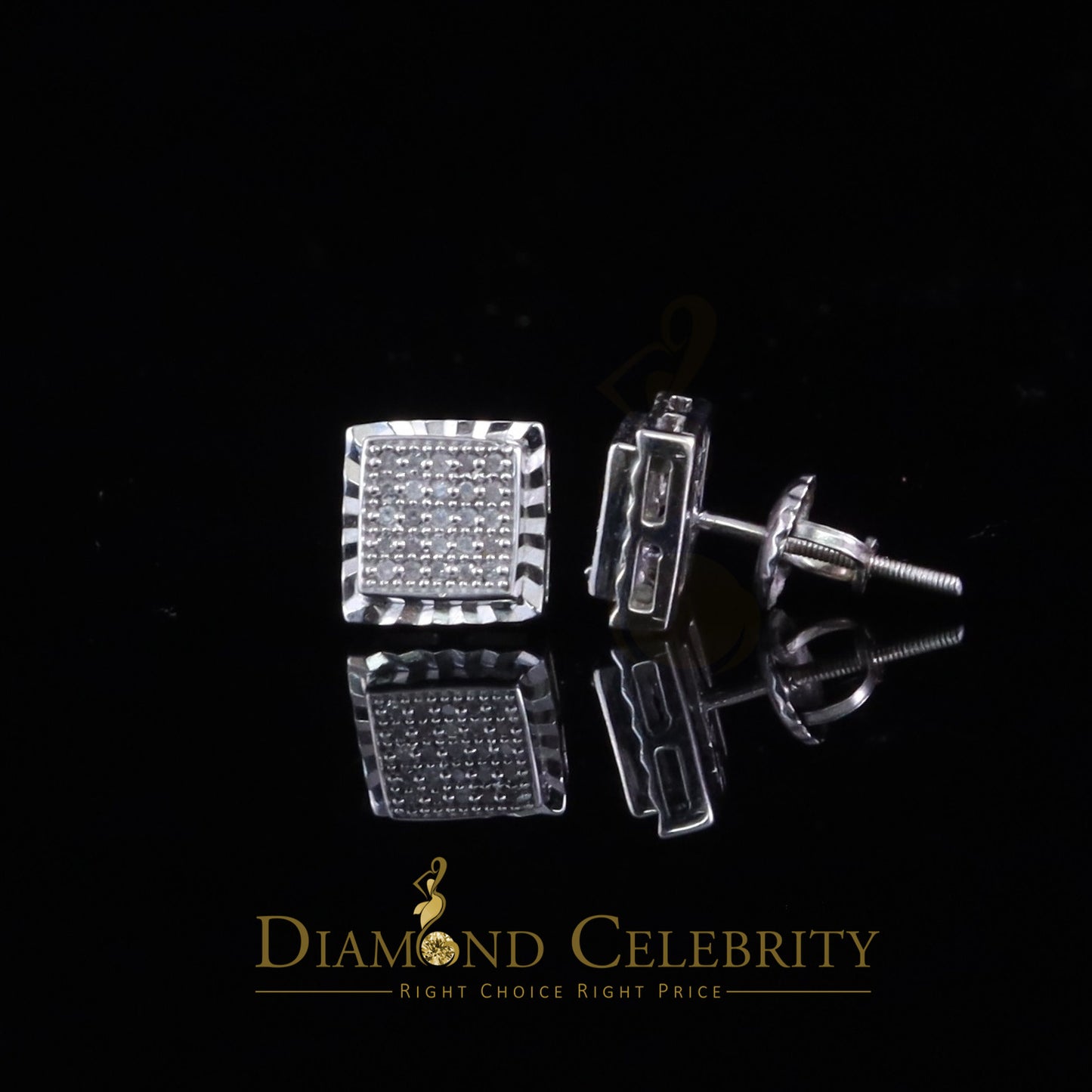 DiamondCelebritees White 925 Sterling Silver 0.15ct Real Diamond For Women's & Men's Stud Earrings