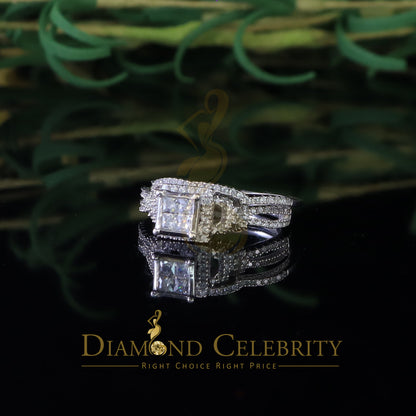 DiamondCelebritees Sterling Silver White Square 1.80ct Cubic Zirconia Womens Bridal Ring Size 7