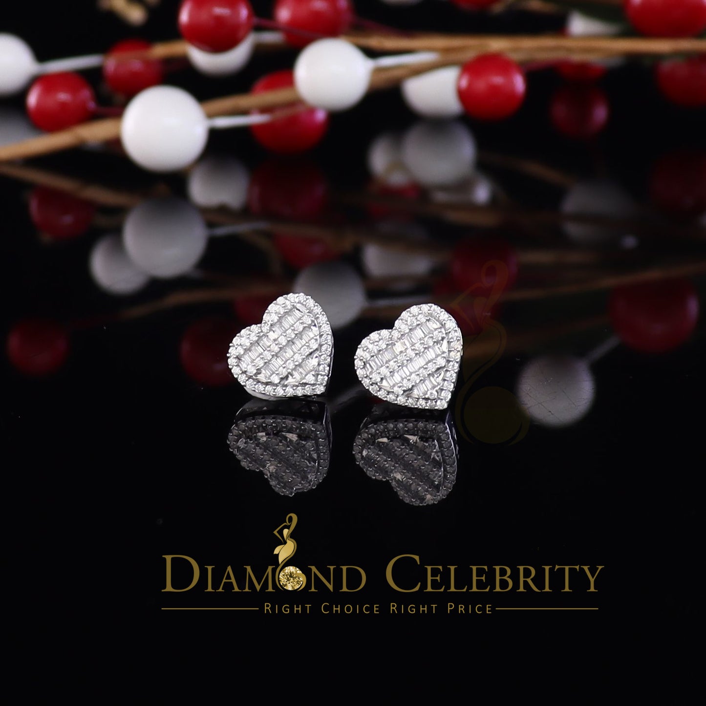 DiamondCelebritees  925 White Sterling Silver 1.48ct Cubic Zirconia Men's & Women's Heart Earrings