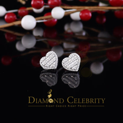 DiamondCelebritees  925 White Sterling Silver 1.48ct Cubic Zirconia Men's & Women's Heart Earrings