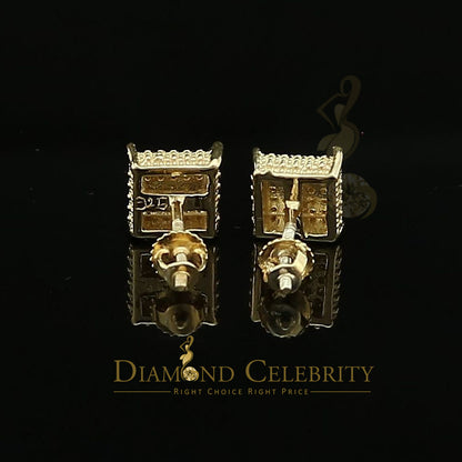DiamondCelebritees 0.15ct Yellow Diamond 925 Sterling Silver Stud Women's/ Men's Square Earrings