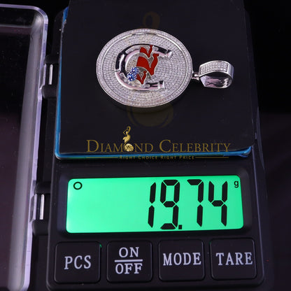 Diamondcelebritees  Gamble W/2.00ct Moissanite White 925 Silver Lucky 777 W/Dice Horse Shoes Pendant