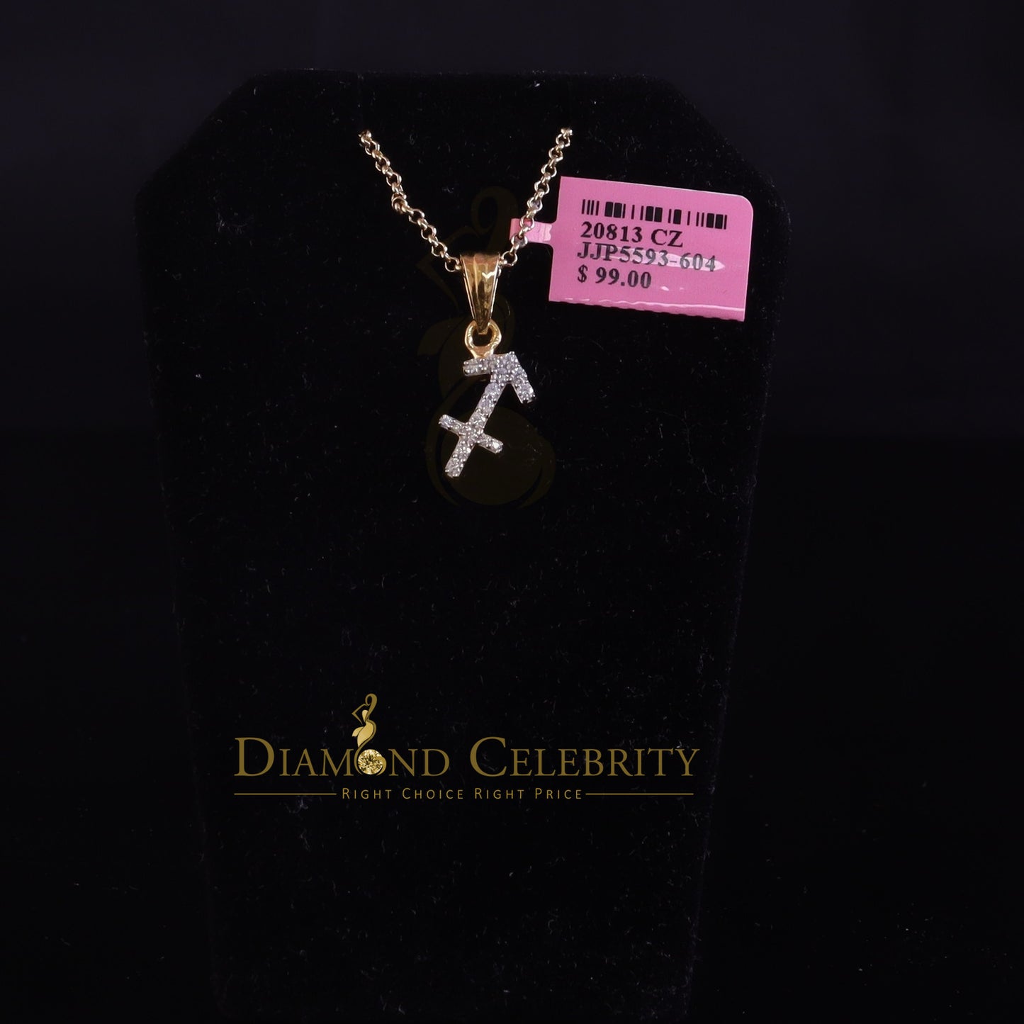 DiamondCelebritees 0.34ct Cubic Zirconia Yellow Silver SAGITTARIUS-DECEMBER Pendant Men's & Women's