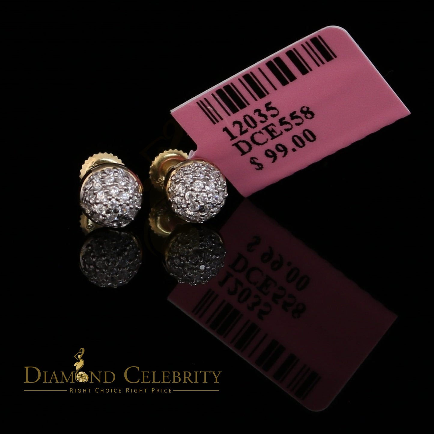 DiamondCelebritees  925 Yellow Sterling Silver 0.64ct Cubic Zirconia Round Women's Stud Earrings