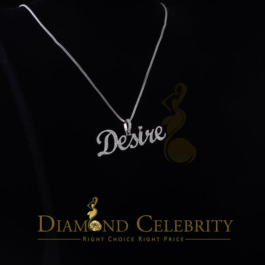 DiamondCelebritees White Desire Letter 925 Sterling Silver Pendant 2.49ct Cubic Zirconia stone