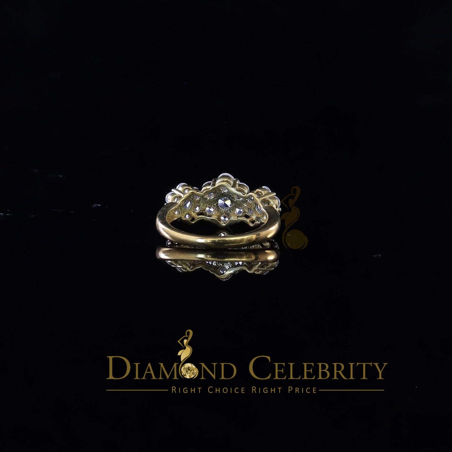 DiamondCelebritees 925Sterling Yellow Silver Floral-Shaped Cubic Zirconia 3.50ct Womens Ring SZ 7.5