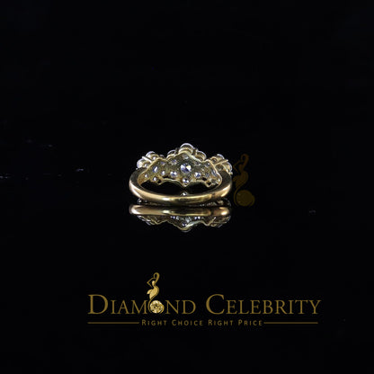 DiamondCelebritees 925Sterling Yellow Silver Floral-Shaped Cubic Zirconia 3.50ct Womens Ring SZ 7.5