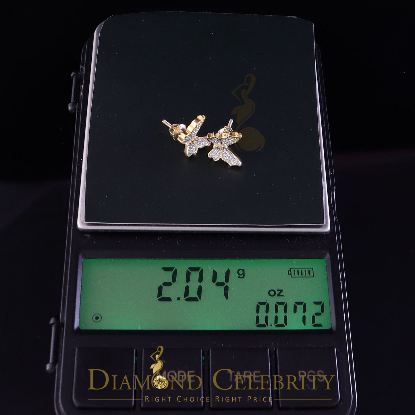 DiamondCelebritees  Women's 0.34ct Cubic Zirconia Butterfly Stud Earrings Yellow 925 Sterling Silver