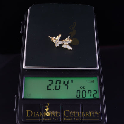 DiamondCelebritees  Women's 0.34ct Cubic Zirconia Butterfly Stud Earrings Yellow 925 Sterling Silver