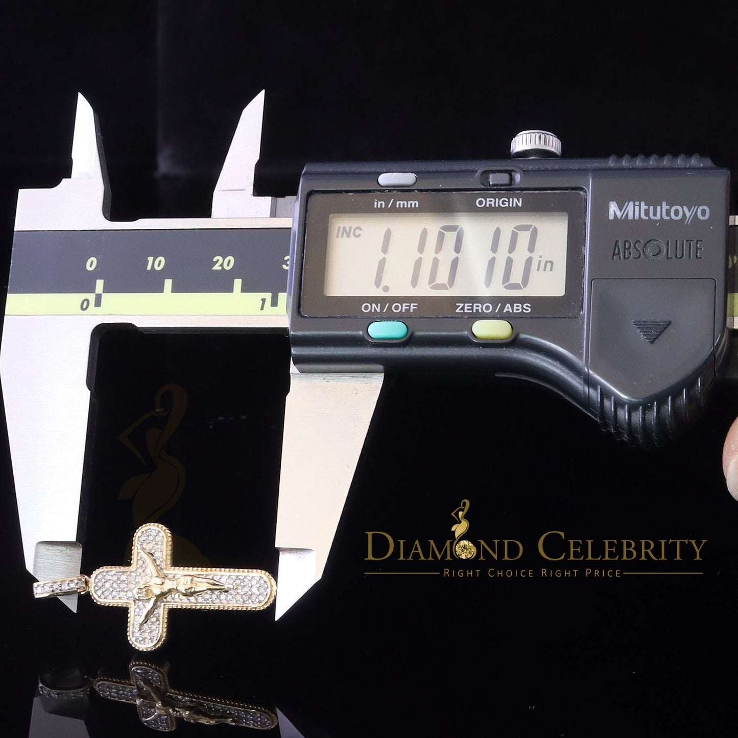 DiamondCelebritees  Real 0.33ct Diamond Sterling Silver Yellow Cross Pendant