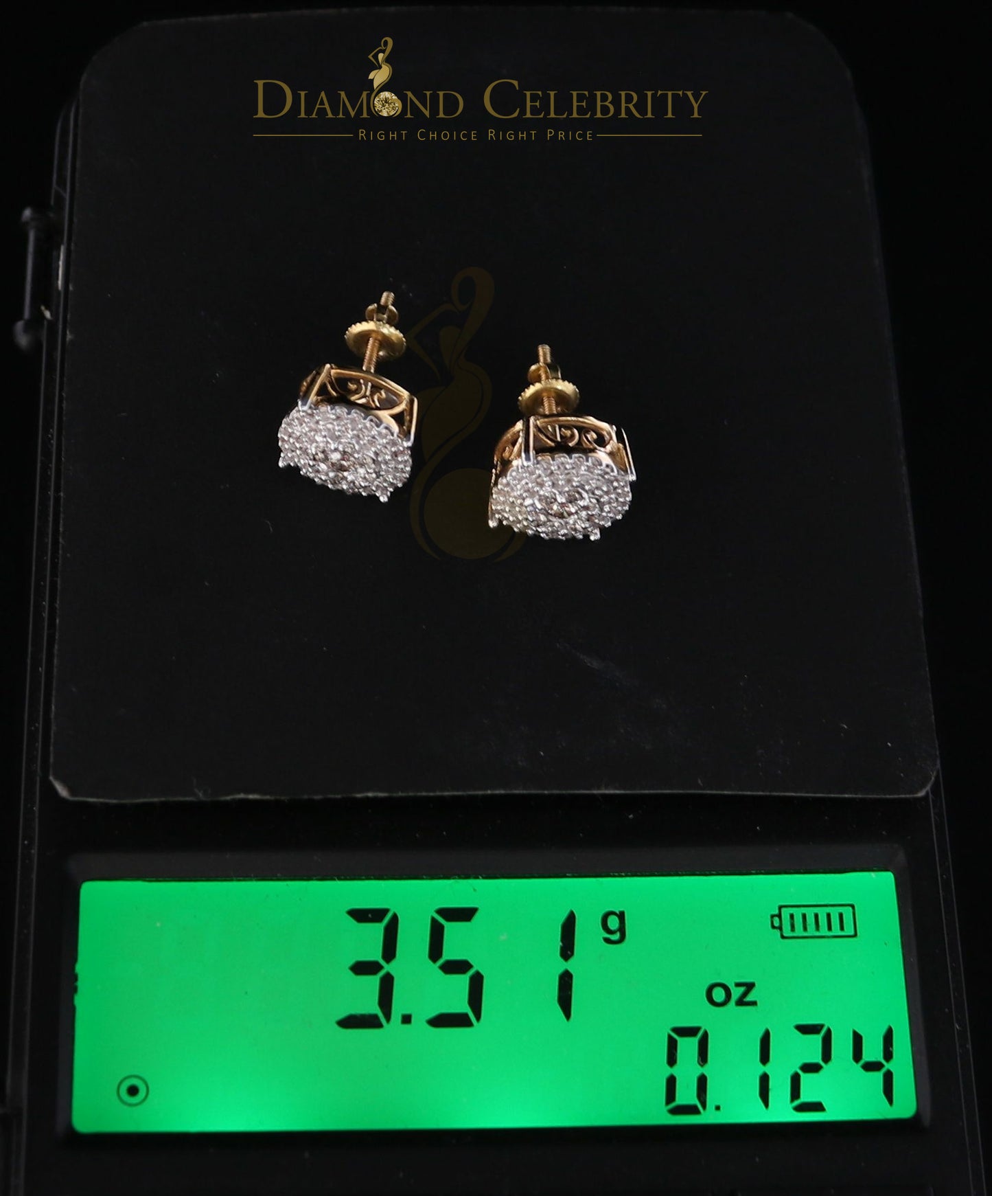 DiamondCelebritees 10K Real Yellow Gold with 0.80CT Real Diamond Men's/Women's Stud Earrings