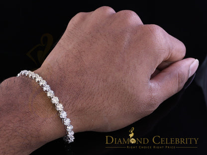Diamondcelebritees  9ct Moissanite White 925 Silver Round Single Tennis Bracelete 6mm Thick 8" Long