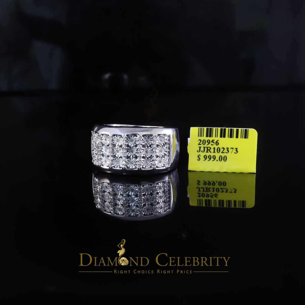 DiamondCelebritees Mirage Set Real 0.30ct Diamond 925 White Silver Wedding Band Men's Ring Size 11