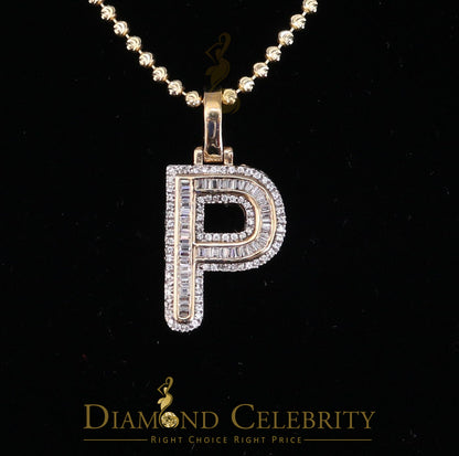 DiamondCelebritees Yellow Bugutte Initial All Alphabet Sterling Silver Pendant with Cubic Zirconia