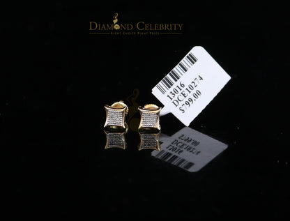 DiamondCelebritees 10K Real Yellow Gold with 0.05ct Real Diamond Square Stud Earring for Men/Women