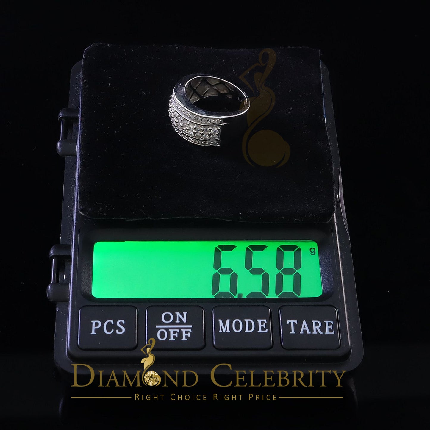 DiamondCelebritees 925 Sterling White Silver 6.0ct Cubic Zirconia Wide Round Women's Ring Size 7.5