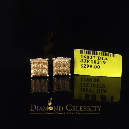 DiamondCelebritees 0.15ct Diamond Square Stud Earrings For Women White 925 Sterling Silver For Men