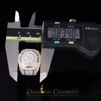 DiamondCelebritees 925 Silver Yellow 8.40ct Cubic Zirconia Wide Men Adjustable Ring From SZ 9 to 11
