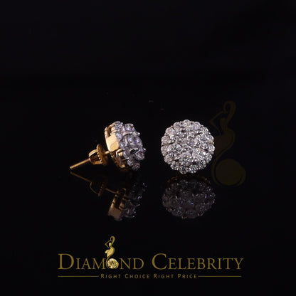 DiamondCelebritees Genuine 2.0ct Vvs 'D' Color Moissanite Cluster Earring 10k Real Yellow Gold