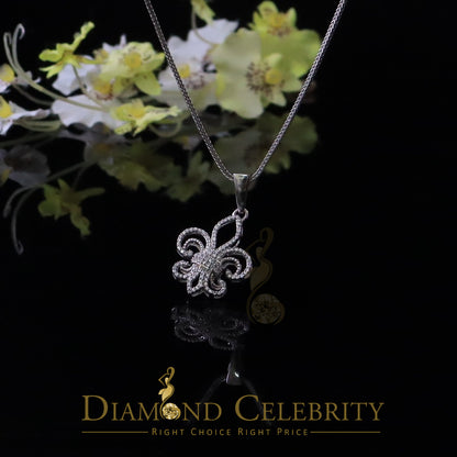 DiamondCelebritees Sterling 925 Silver Fleur de Lis White Shape Pendant with 0.93ct Cubic Zirconia