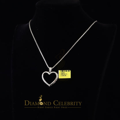 DiamondCelebritees  Real 0.12CT Diamond HEART in 925 Sterling Silver White Charm Necklace Pendant