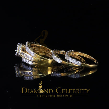 DiamondCelebritees 925 Sterling Silver 8.50ct Cubic Zirconia Piece Trio Yellow Womens Ring Size 9