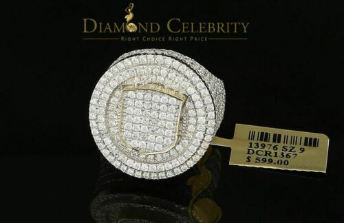Yellow Sterling Silver11.50ct Cubic Zirconia Men Ring Gifts Size from 9.5 to 11