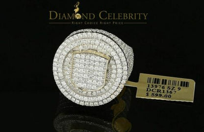 Yellow Sterling Silver11.50ct Cubic Zirconia Men Ring Gifts Size from 9.5 to 11