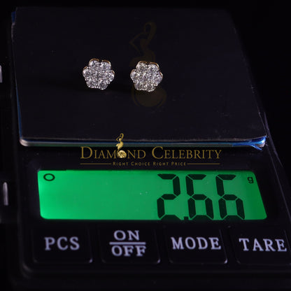 DiamondCelebritees Stud FLORAL Earrings 10k Real Yellow Gold 1.50ct VVS 'D' Color Real Moissanite