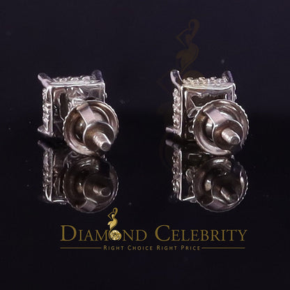 DiamondCelebritees Aretes Para Hombre 0.05ct Diamond 925 Silver Women & Men Square White Earrings