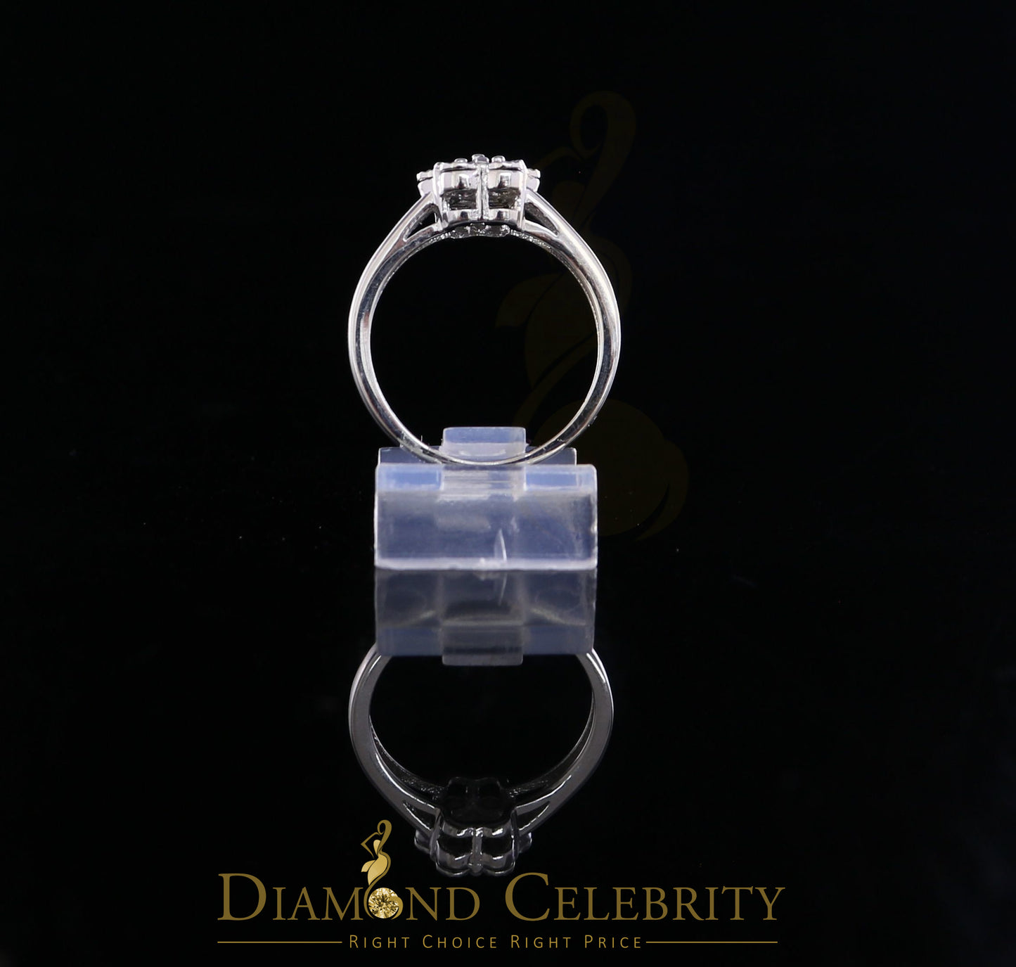 DiamondCelebritees 0.05 CT Real Diamond 925 Sterling Silver White Luxury Womens Floral Ring Size 7