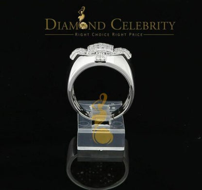 DiamondCelebritees White Silver Square 1.70ct Cubic Zirconia Men's Adjustable Ring From SZ 9 to 11