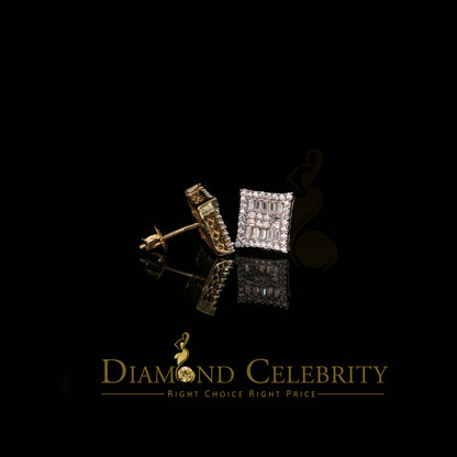DiamondCelebritees  Yellow 925 Sterling Silver 0.68ct Cubic Zirconia Women's & Men's Square Earrings