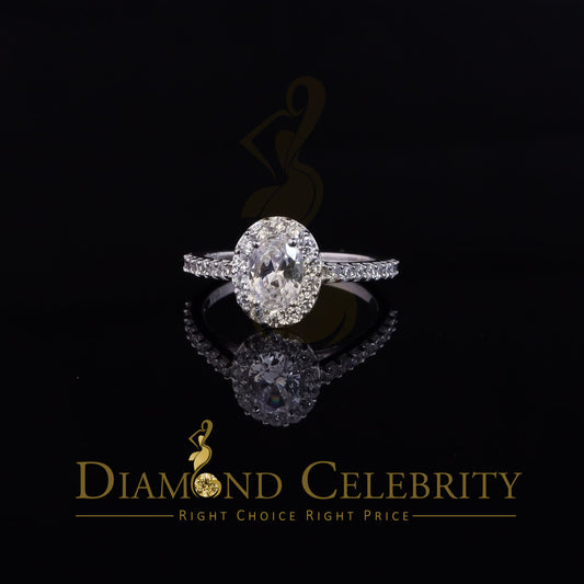 DiamondCelebritees 1.74ct Cubic Zirconia 925 White Silver Men's/Womens Oval Engagement Ring Size 7